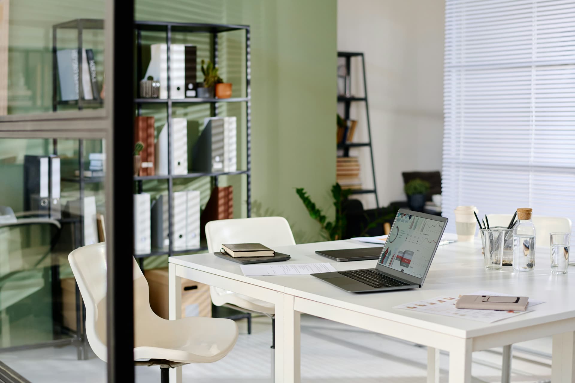 Organised desk with a desktop computer